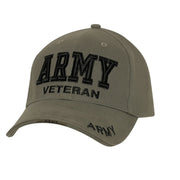 Gorra DELUXE ARMY VETERAN verde con visera y cierre ajustable, 100% algodón peinado