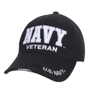 Gorra béisbol negra con bordado 'Navy Veteran' y cierre trasero de velcro