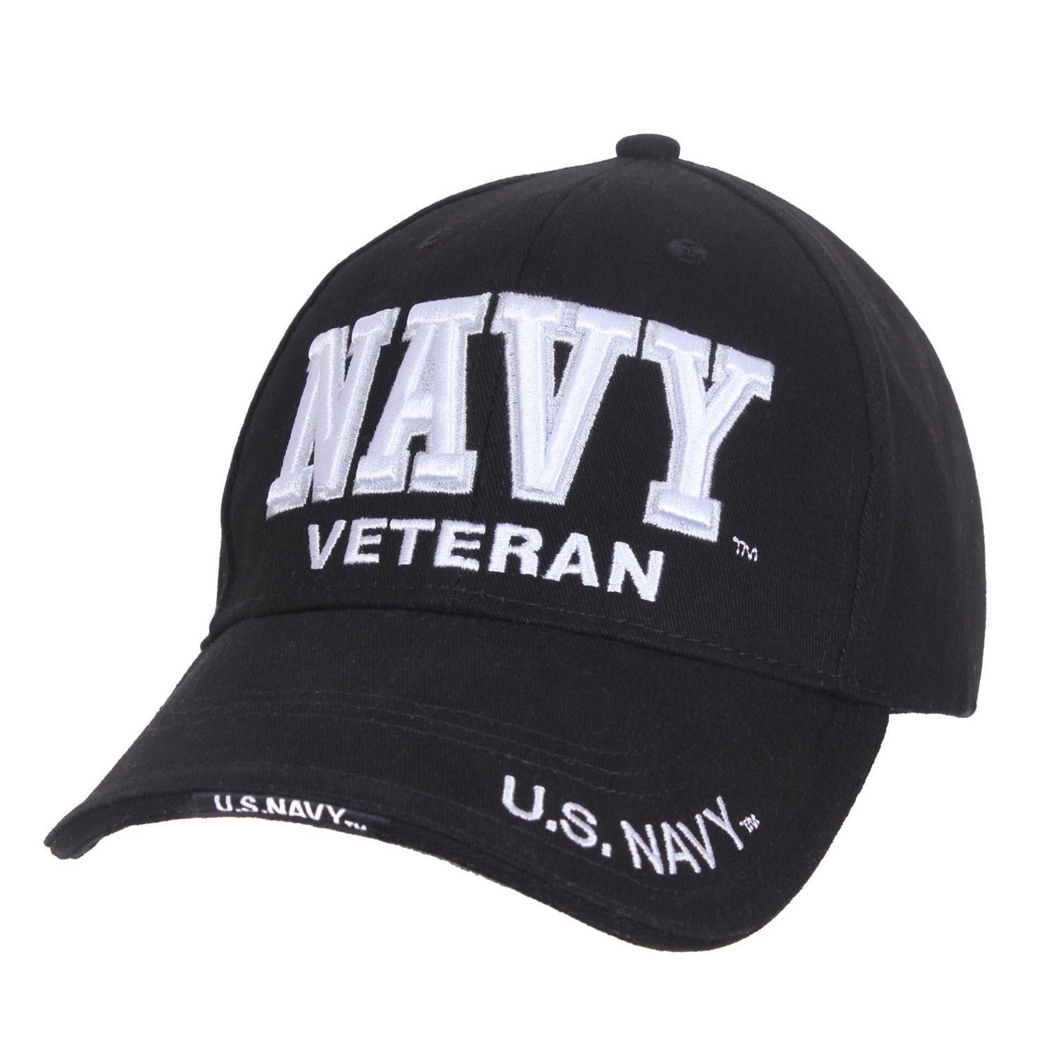 Gorra baseball negra con bordado 'Navy Veteran' y cierre ajustable trasero