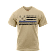 Camiseta negra Thin Blue Line con bandera de EE. UU. y franja azul en apoyo a la policía