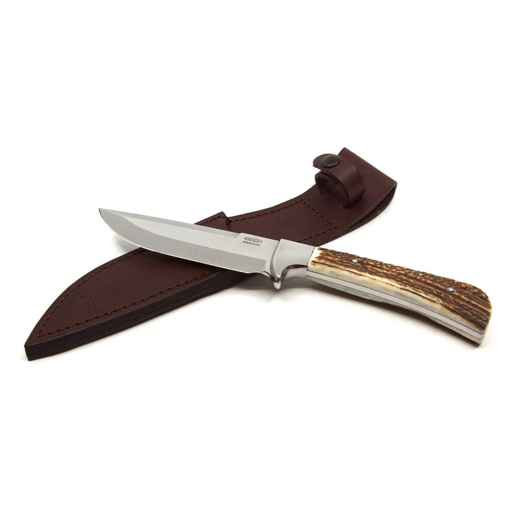 Cuchillo de caza NEREZ con hoja de acero inoxidable 420 de 130 mm y mango de asta