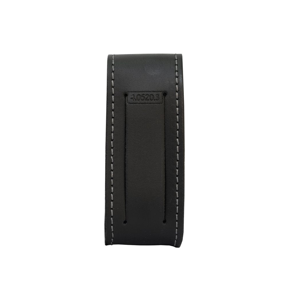Funda de cuero negra para cuchillo 91 mm con ojal para cinturón y cierre de velcro