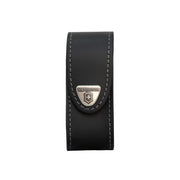 Funda de cuero negra para cuchillo 91 mm con ojal para cinturón y cierre de velcro
