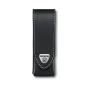 Funda de cuero negra para navaja 111 mm con cierre de velcro y emblema Victorinox