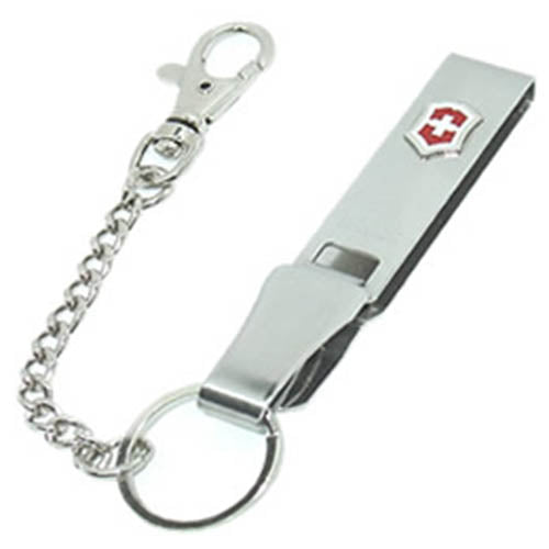 Colgador de cinturón con cadena corta para navaja Victorinox, cierre abatible para evitar pérdida