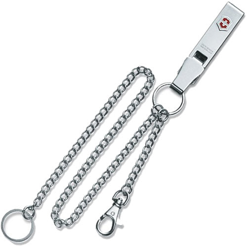 Colgador para cinturón con cadena corta y larga y cierre para sujetar navaja Victorinox