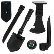 Pala plegable de supervivencia 5 piezas, color negro, con accesorios