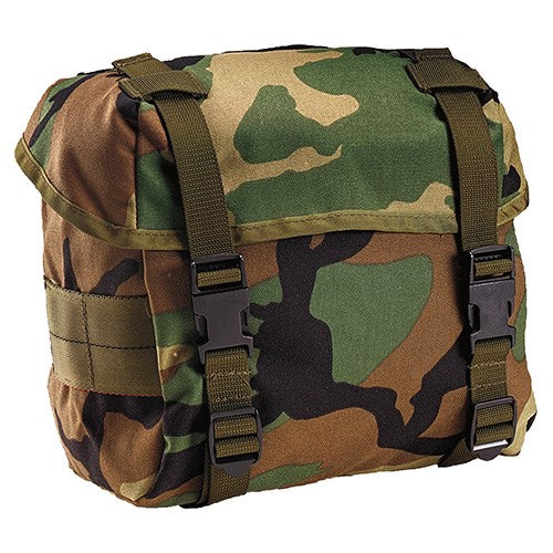 Bolsa pequeña de campo G.I. en camuflaje woodland con clips ALICE y cuello hidrofugo