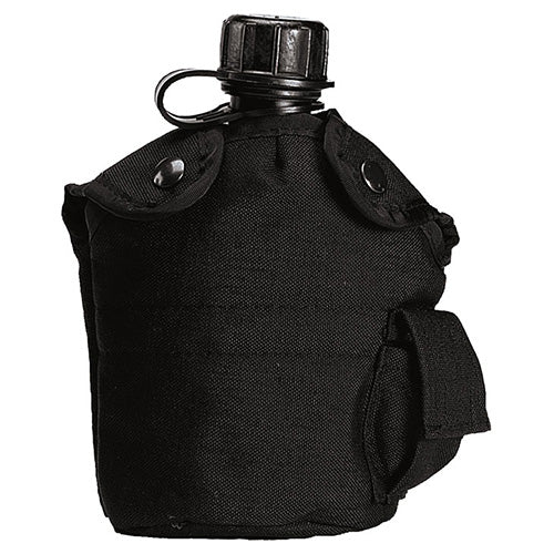 Funda para cantimplora US 1 Qt (≈1 l) en nylon negro con bolsillo frontal
