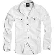 Camisa slim blanca de algodón con acabado vintage y efecto lavado