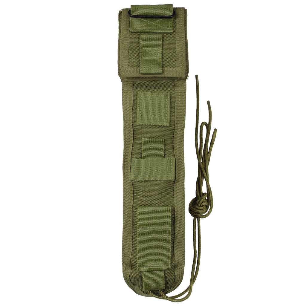 Funda negra para cuchillo de hoja fija 7" (17,8 cm) con bolsillo para piedra y tiras