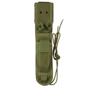 Funda negra para cuchillo de hoja fija 7" (17,8 cm) con bolsillo para piedra y tiras