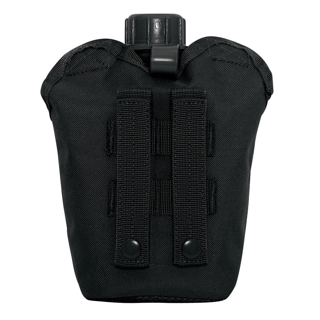 Funda para botella 1QT MOLLE negra con cierre fastex y anillas PALS, material 600D