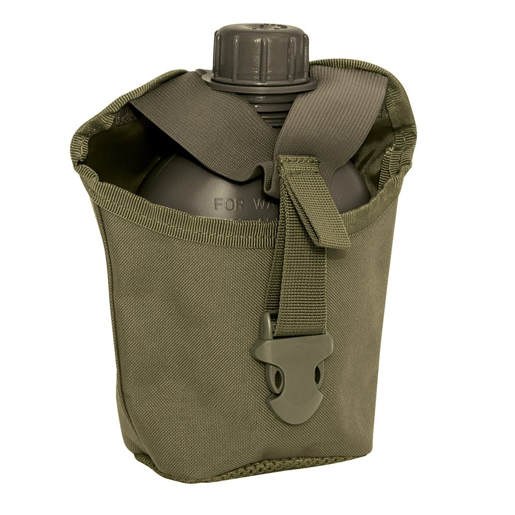 Funda MOLLE verde para cantimplora 1QT con hebilla fastex y sistema PALS, 600D poliéster