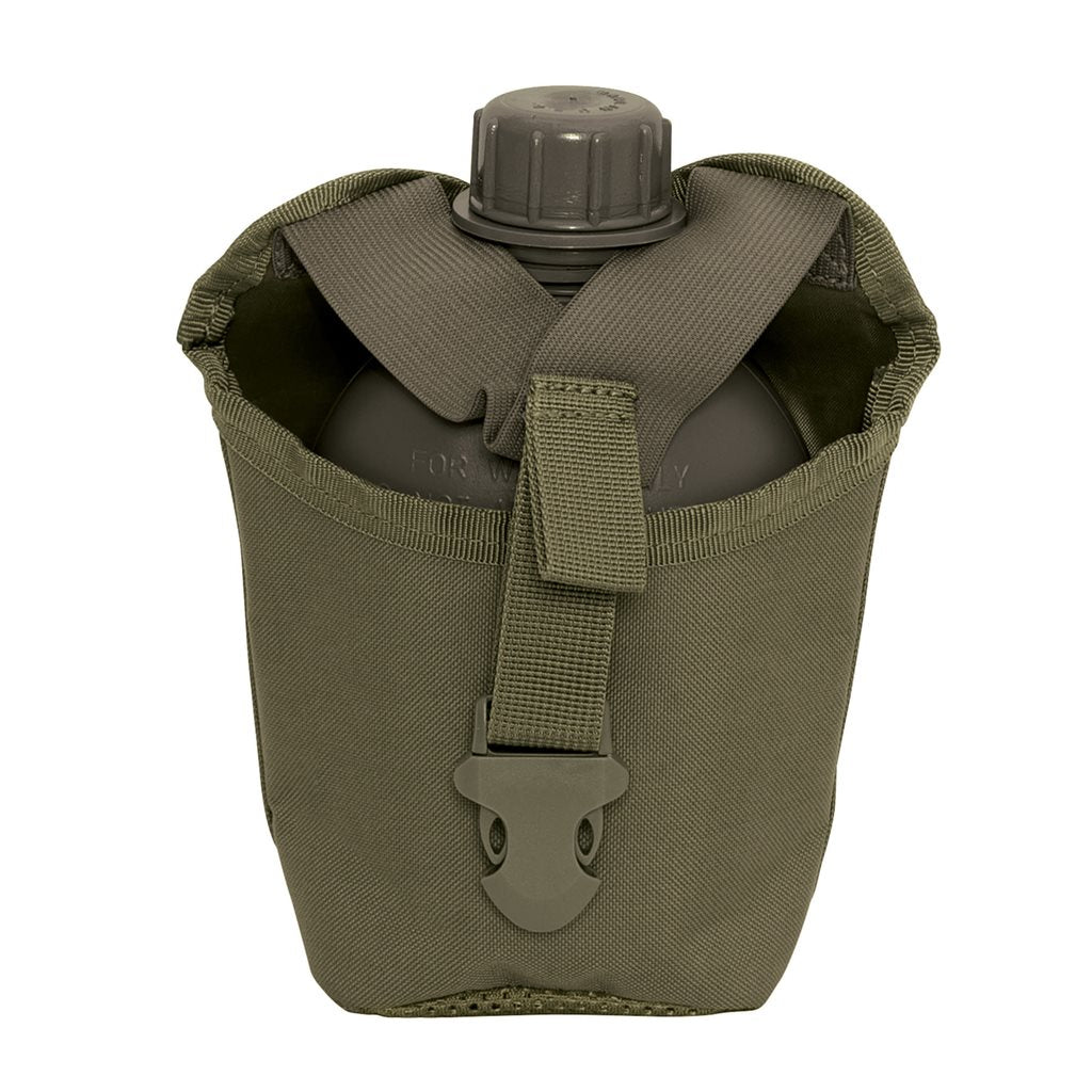 Funda MOLLE verde para cantimplora 1QT con hebilla fastex y sistema PALS, 600D poliéster