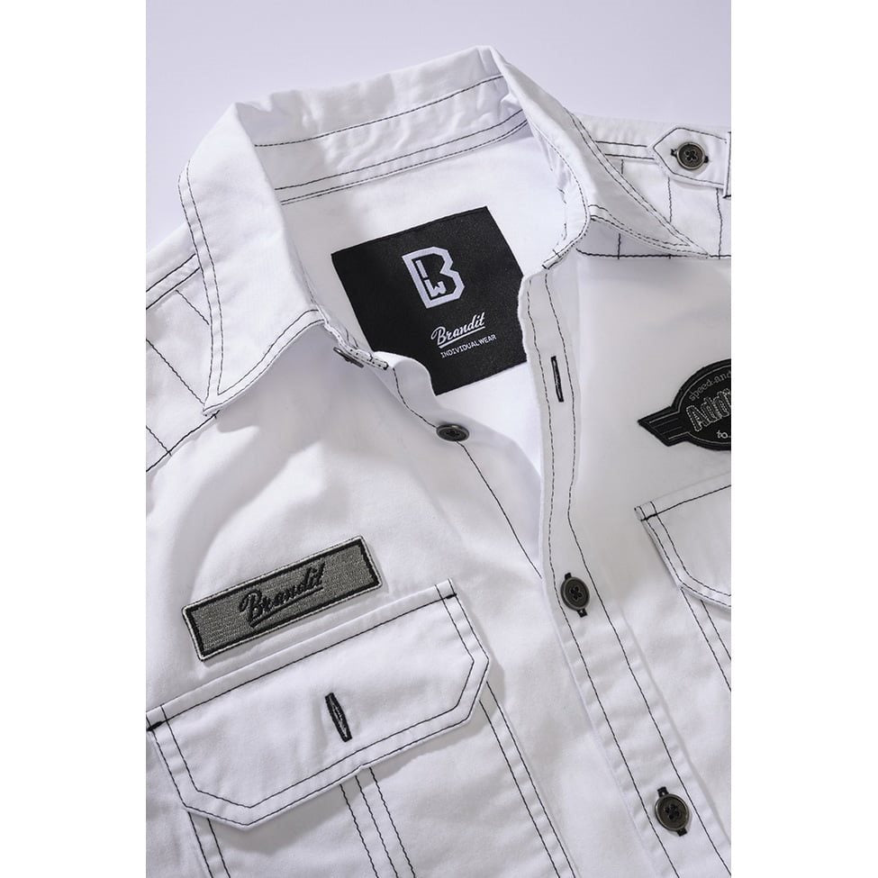 Camisa LUIS VAGE manga larga color Old White, algodón suave, dos bolsillos con solapa
