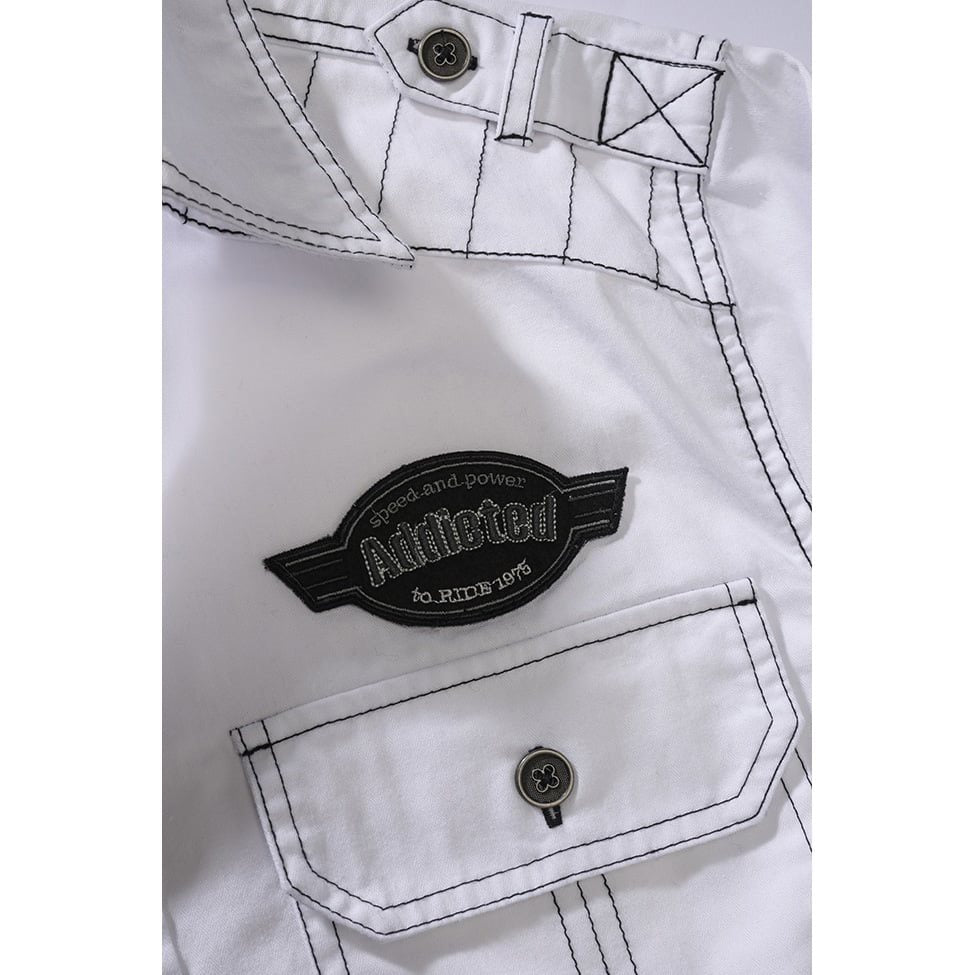 Camisa LUIS VAGE manga larga color Old White, algodón suave, dos bolsillos con solapa