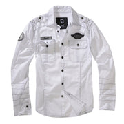 Camisa LUIS VAGE manga larga color Old White, algodón suave, dos bolsillos con solapa