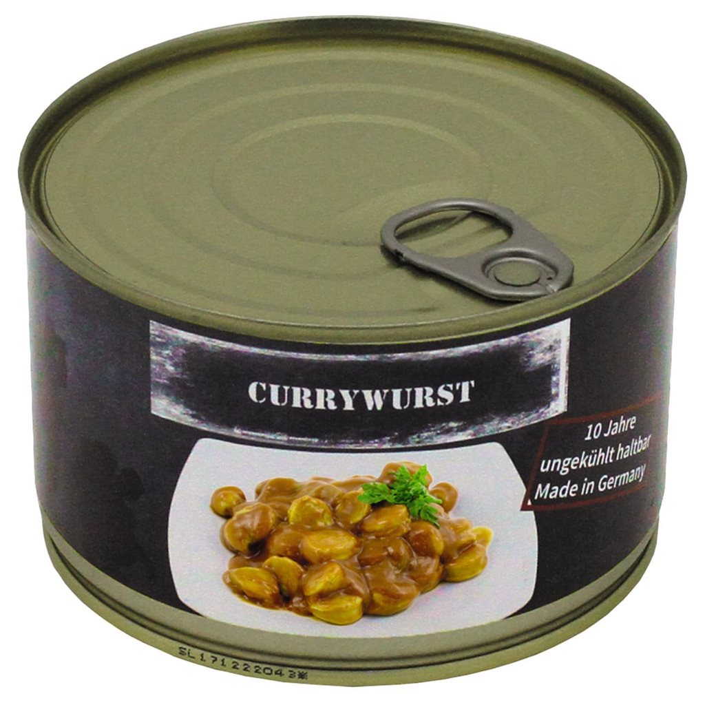 Currywurst en lata 400 g - salchicha al curry en salsa de tomate, sin lactosa