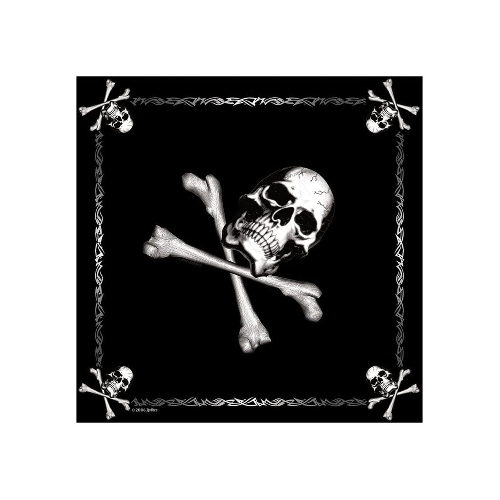 Pañuelo Jolly Roger 55 x 55 cm en negro, 100% algodón
