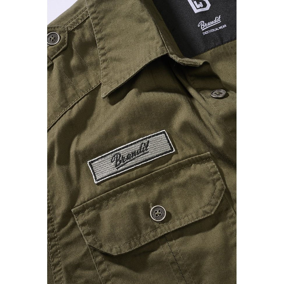 Camisa LUIS VAGE manga corta verde con bolsillos y parches en algodón lavado