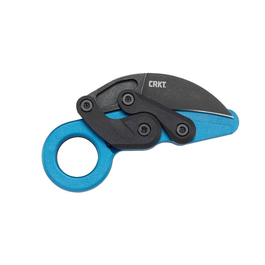 Navaja plegable PROVOKE karambit azul, hoja 6,3 cm de acero al carbono, filo liso y clip de bolsillo