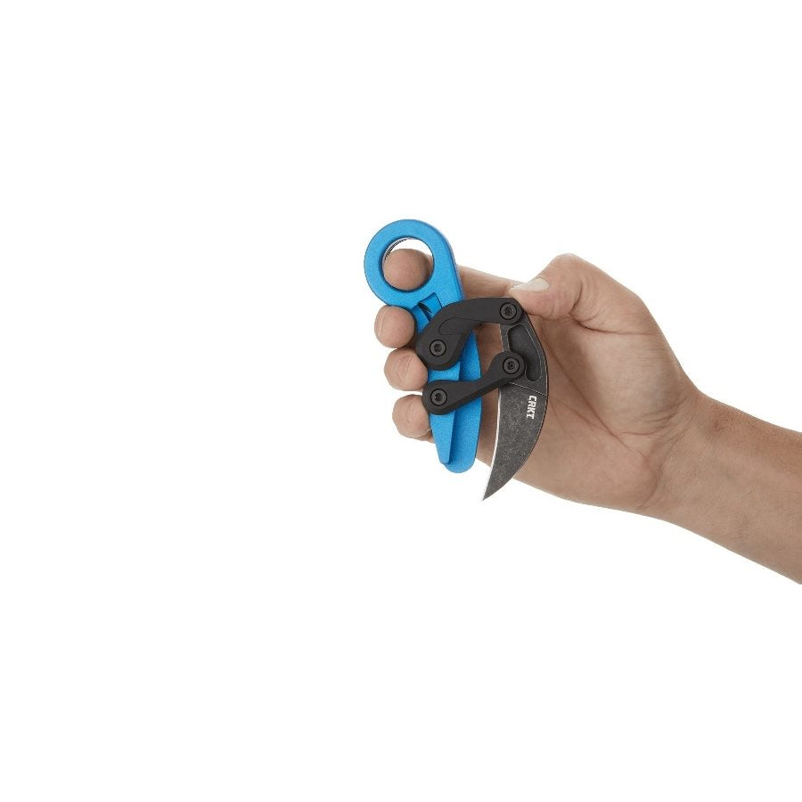 Navaja plegable PROVOKE karambit azul, hoja 6,3 cm de acero al carbono, filo liso y clip de bolsillo