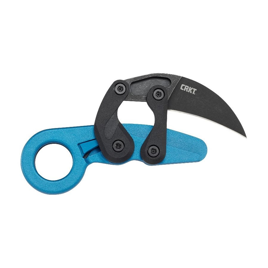Navaja plegable PROVOKE karambit azul, hoja 6,3 cm de acero al carbono, filo liso y clip de bolsillo