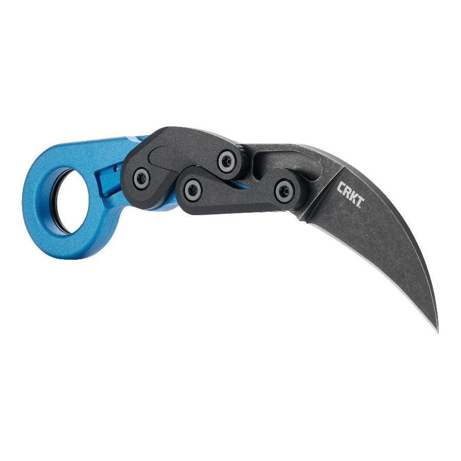 Navaja plegable PROVOKE karambit azul, hoja 6,3 cm de acero al carbono, filo liso y clip de bolsillo