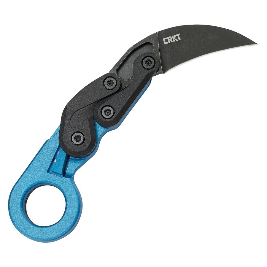 Navaja plegable PROVOKE karambit azul, hoja 6,3 cm de acero al carbono, filo liso y clip de bolsillo