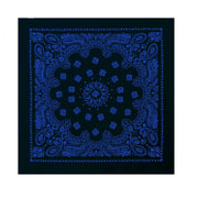 Pañuelo Jumbo Trainmen Western negro y azul 68x68 cm, pañuelo de cuatro puntas 100% algodón