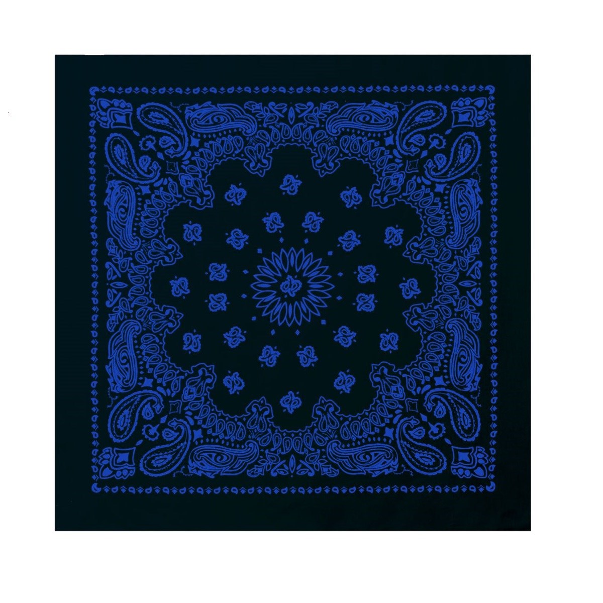 Pañuelo Jumbo Trainmen Western negro y azul 68x68 cm, pañuelo de cuatro puntas 100% algodón