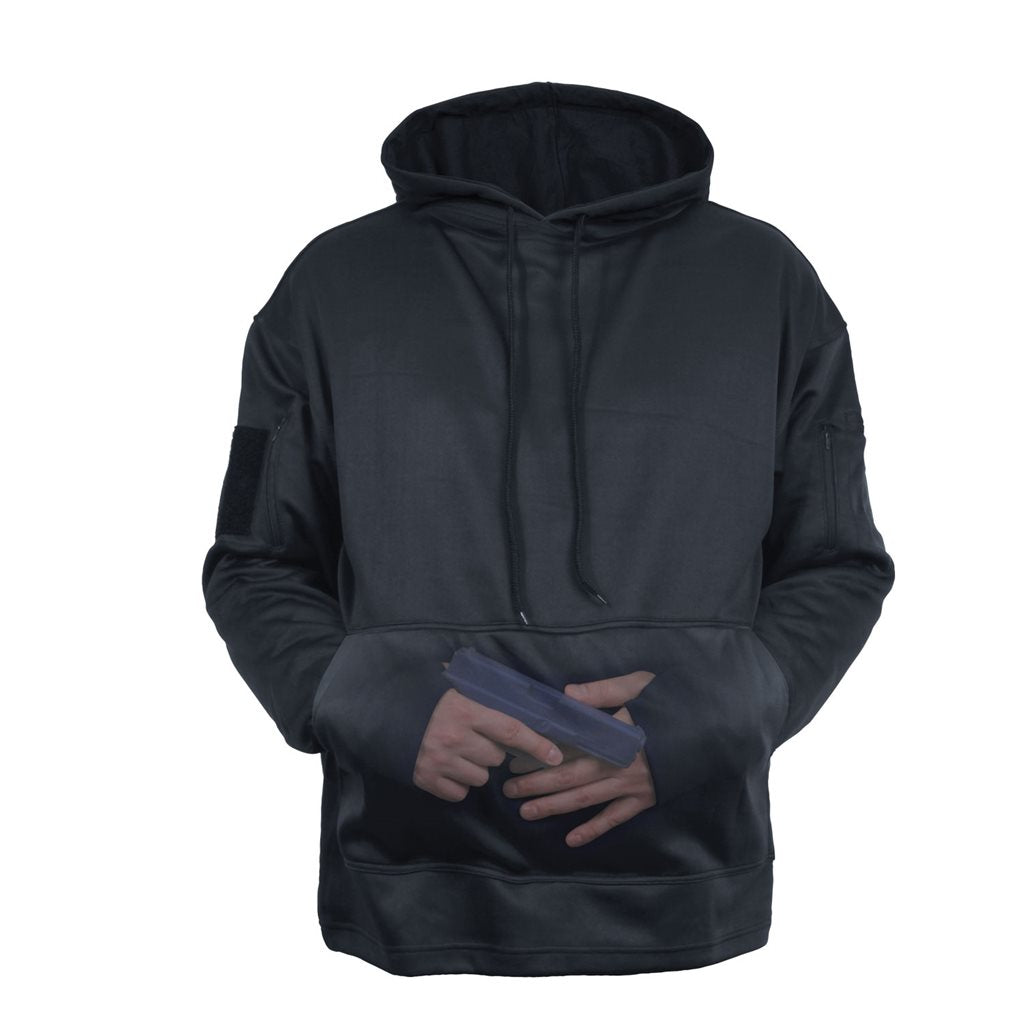 Sudadera CONCEALED CARRY azul oscuro con capucha y bolsillos en las mangas