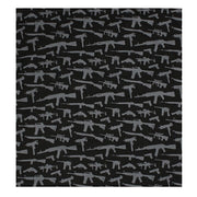 Pañuelo Bandana Gun Pattern negro 55 x 55 cm, algodón, bordes remallados