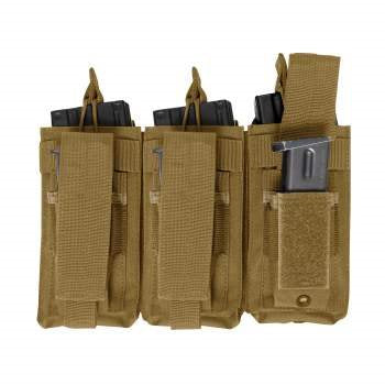 Funda KANGAROO para 3 cargadores AR/AK y 3 cargadores de pistola, color coyote