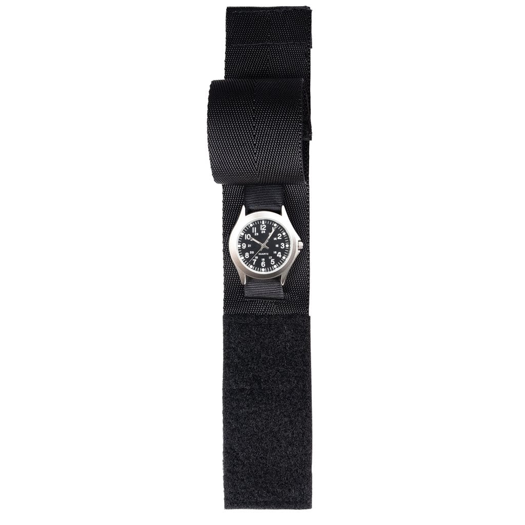 Correa para reloj COMMANDO nylon negra con funda y cierre de velcro