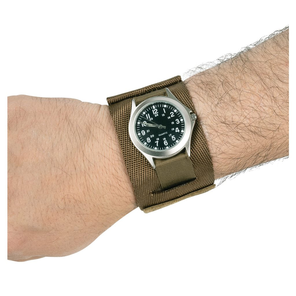 Correa COMMANDO de nylon coyote con solapa protectora y cierre de velcro