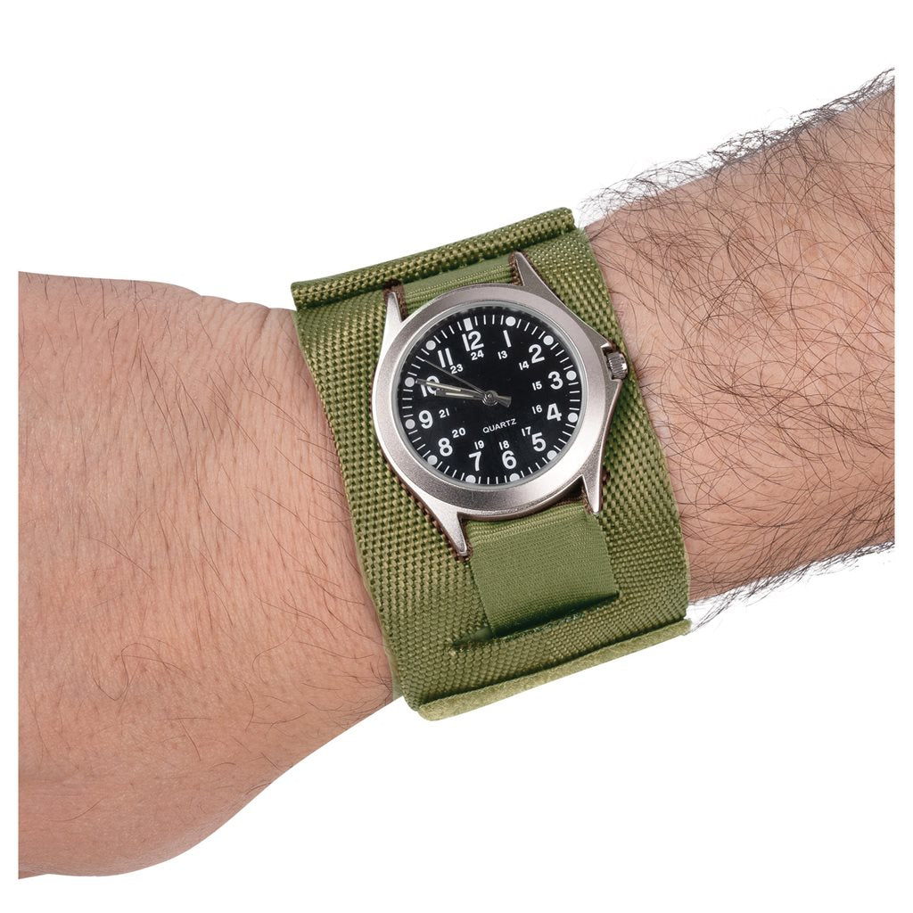 Correa para reloj COMMANDO nylon negra con funda y cierre de velcro