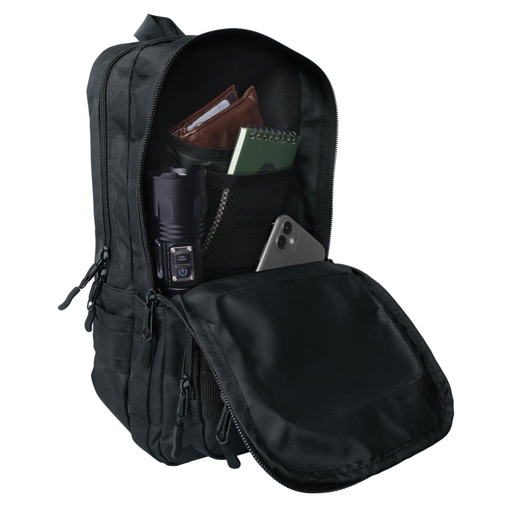 Mochila bandolera TACTICAL TRAVELER en poliéster 600D con revestimiento PVC