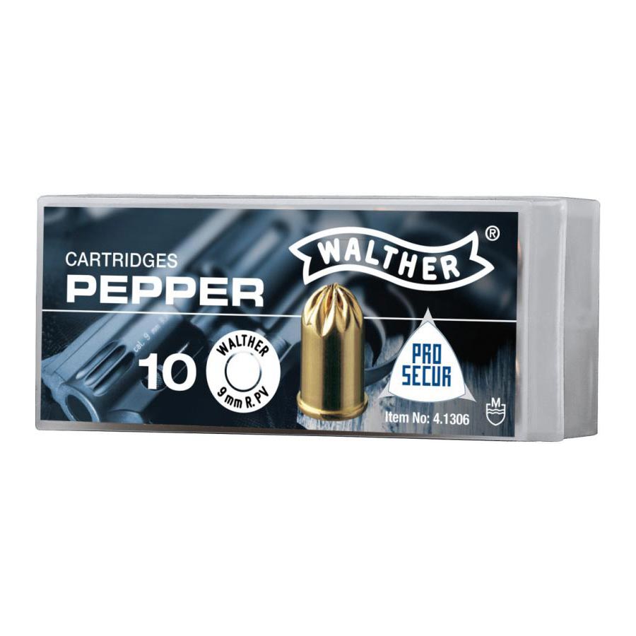 Cartuchos de gas 9 mm PEPPER para revólveres Walther, 10 unidades