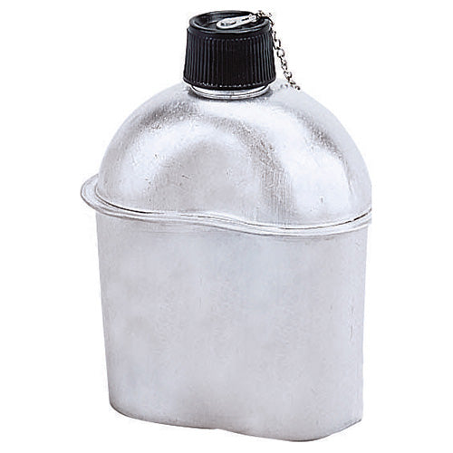 Cantimplora de aluminio tipo US WWII 1 L con tapón plástico en cadena
