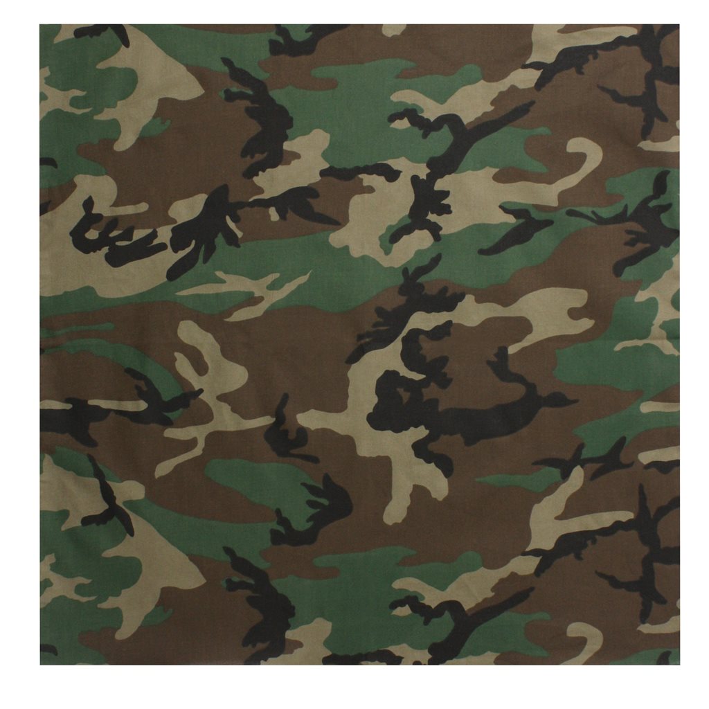 Pañuelo de algodón 55 x 55 cm camuflaje con bordes remallados