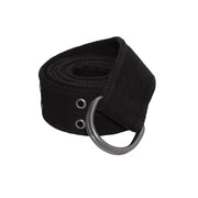 Cinturón vintage D-ring negro para mujer de algodón con remaches, ancho aprox. 4 cm