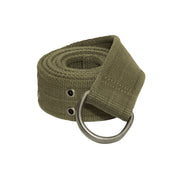 Cinturón mujer vintage D-Ring verde de algodón con remaches, ancho aprox. 4 cm
