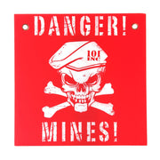 Cartel plástico 'DANGER! MINES!' 30 x 30 cm rojo y blanco
