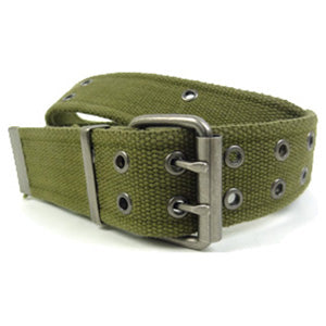 Cinturón VAGE verde de algodón con doble hebilla metálica, ancho 4,5 cm