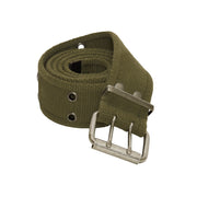 Cinturón VAGE verde de algodón con doble hebilla metálica, ancho 4,5 cm