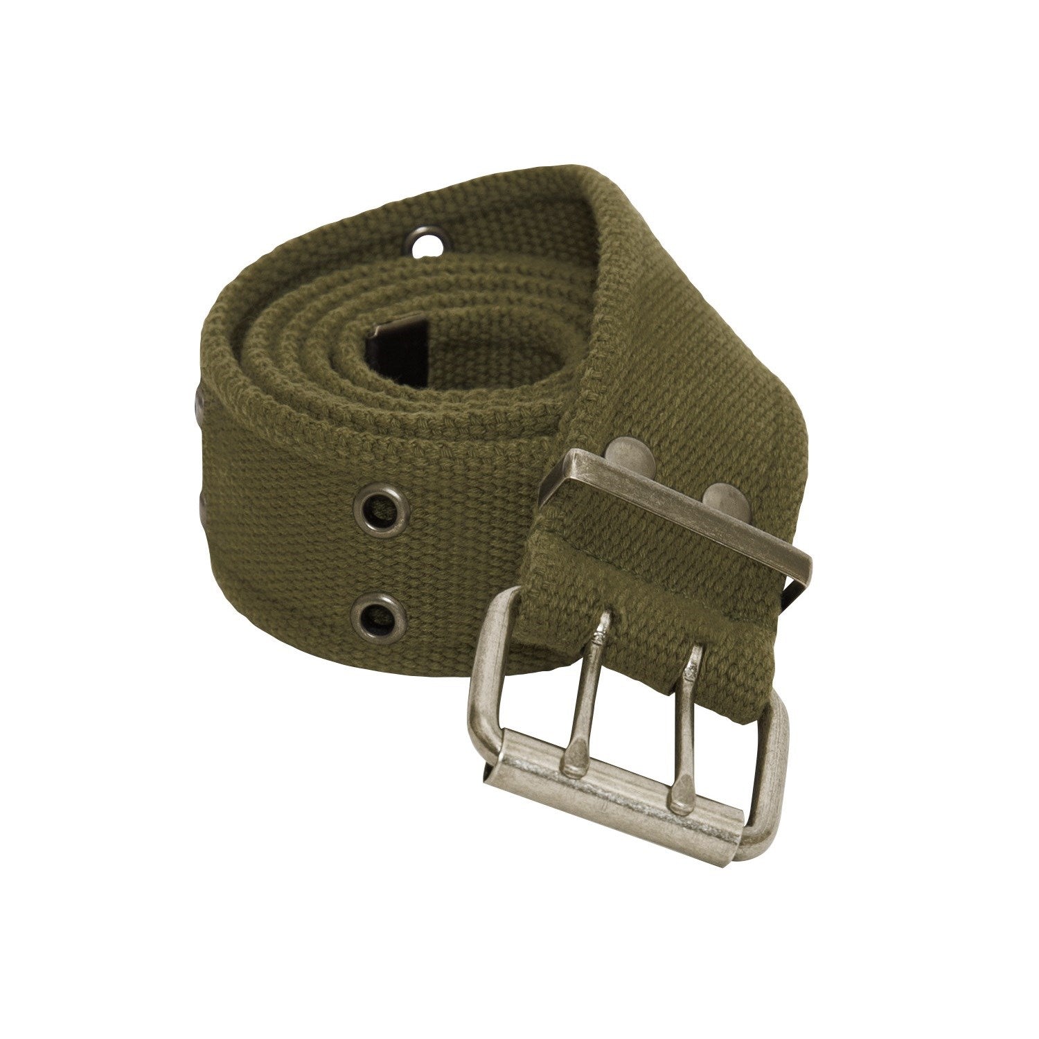 Cinturón VAGE verde de algodón con doble hebilla metálica, ancho 4,5 cm