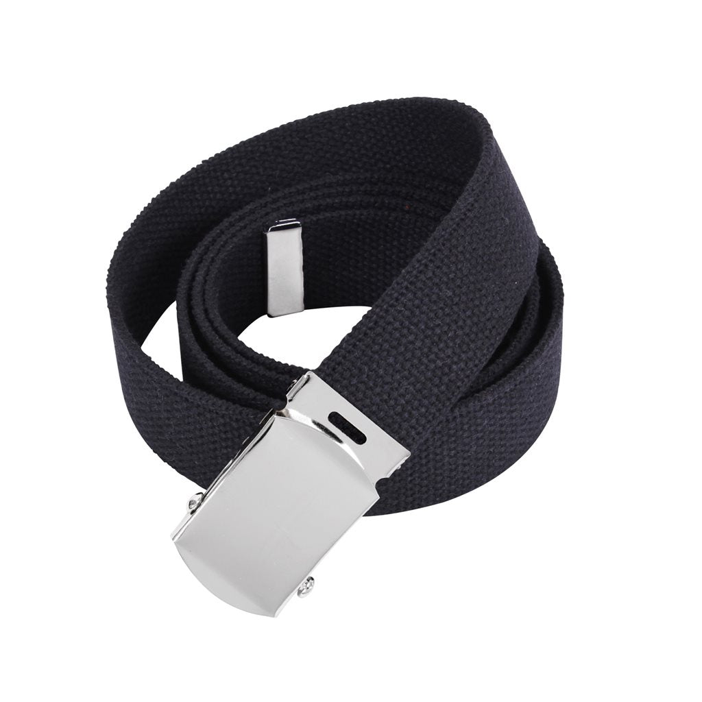 Cinturón negro de lona con hebilla dorada 110 cm