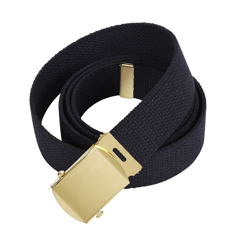 Cinturón negro de lona con hebilla dorada 110 cm
